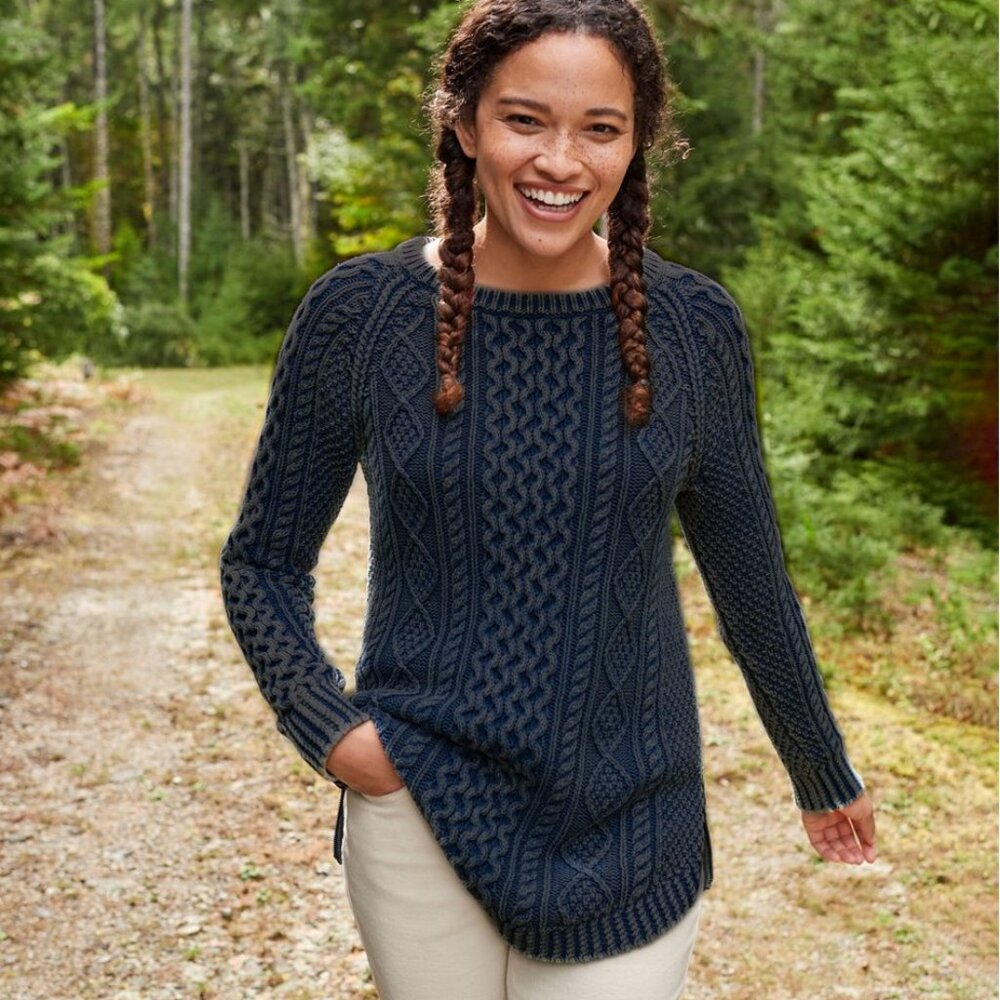 L.L. Bean Signature Cotton Fisherman Tunic Sweater, S